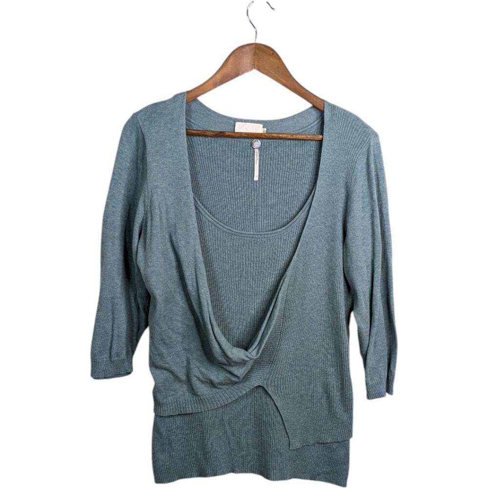 Margaret O'Leary MOL Knits Layered Sweater Top Large Ribbed Minimalist  Measurem